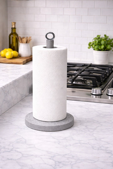 Suport prosoape hartie de bucatarie efect marmura gri 15x34 cm