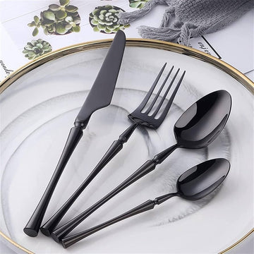 Set tacamuri Premium Royal 24 piese din inox 304 cu finisaj Negru tip oglinda