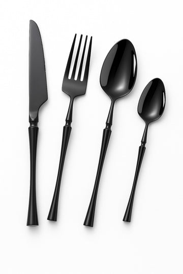 Set tacamuri Premium Royal 24 piese din inox 304 cu finisaj Negru tip oglinda