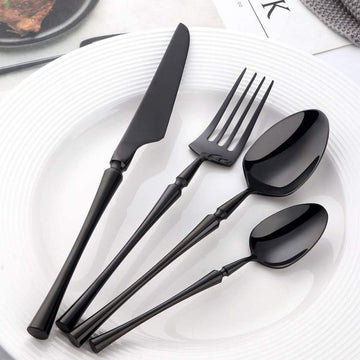 Set tacamuri Premium Royal 24 piese din inox 304 cu finisaj Negru tip oglinda