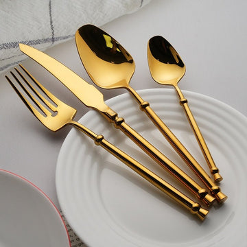 Set tacamuri Premium Arteya 24 piese din inox 304 cu finisaj Auriu tip oglinda