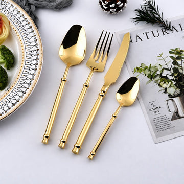 Set tacamuri Premium Arteya 24 piese din inox 304 cu finisaj Auriu tip oglinda