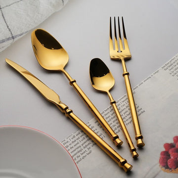 Set tacamuri Premium Arteya 24 piese din inox 304 cu finisaj Auriu tip oglinda