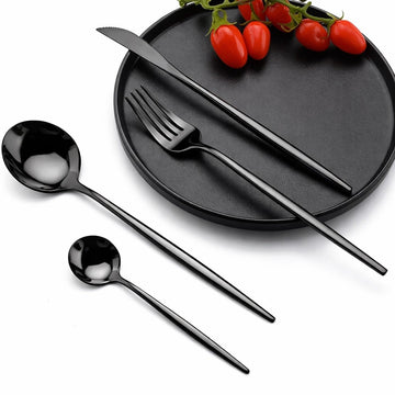 Set tacamuri 24 piese din Otel inoxidabil NEGRU model occidental