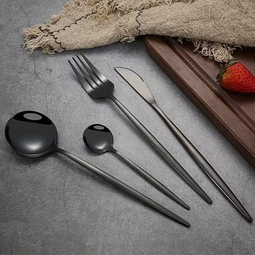 Set tacamuri 24 piese din Otel inoxidabil NEGRU model occidental