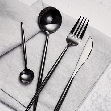 Set tacamuri 24 piese din Otel inoxidabil NEGRU model occidental