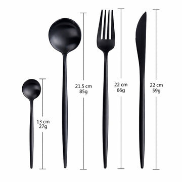 Set tacamuri 24 piese din Otel inoxidabil NEGRU model occidental