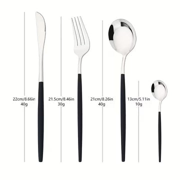 Set tacamuri 24 piese din Otel inoxidabil Argintiu cu maner negru model occidental