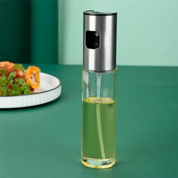 Set 2 pulverizatoare 100 ml pentru ulei si otet din sticla, cu capac din otel inoxidabil