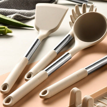 Set ustensile de bucatarie din silicon,13 piese, cu suport organizator