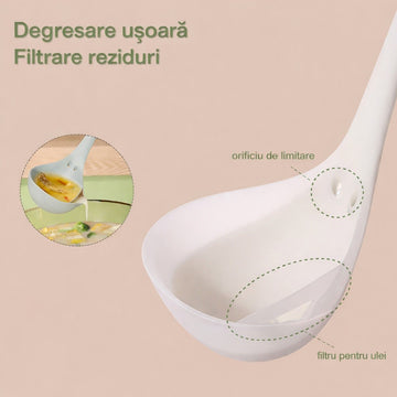 Set 8 ustensile de bucatarie din silicon culoare crem cu maner antiaderent