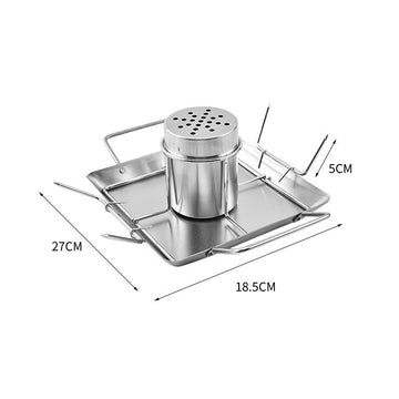 Suport pentru pui la cuptor cu tava pentru legume , din otel inoxidabil 26x18.5x9.5 cm