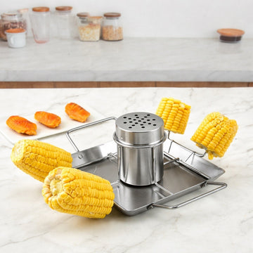 Suport pentru pui la cuptor cu tava pentru legume , din otel inoxidabil 26x18.5x9.5 cm