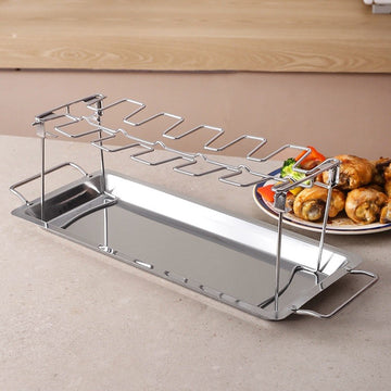 Suport pentru pulpe de pui la cuptor cu tava pentru legume , din otel inoxidabil 35x11x14 cm