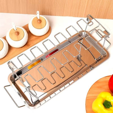 Suport pentru pulpe de pui la cuptor cu tava pentru legume, din otel inoxidabil 35x11x14 cm