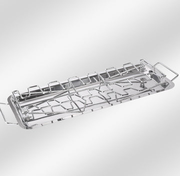 Suport pentru pulpe de pui la cuptor cu tava pentru legume , din otel inoxidabil 35x11x14 cm