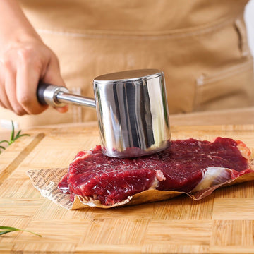 Ciocanel pentru snitele si fragezit carnea din otel inoxidabil cu 2 fete cu maner ergonomic negru