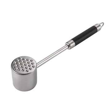 Ciocanel pentru snitele si fragezit carnea din otel inoxidabil cu 2 fete cu maner ergonomic negru