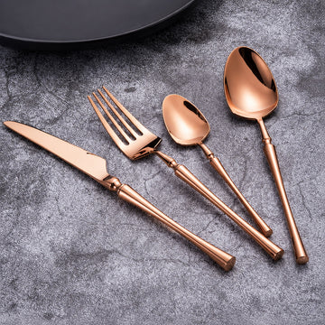 Set tacamuri Premium Royal 24 piese din inox cu finisaj Auriu Roze tip oglinda