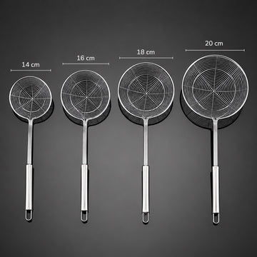 Set 4 spumiere din otel inoxidabil , dimensiuni diferite, pentru prajit si strecurat