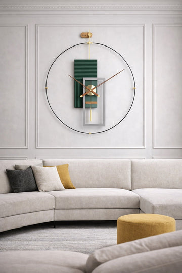 Ceas de perete cu pendul LOUISE Green+Gray