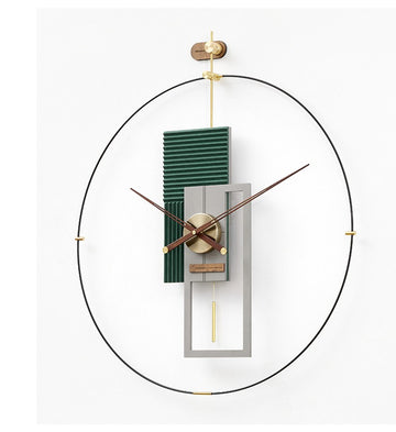 Ceas de perete cu pendul LOUISE Green+Gray