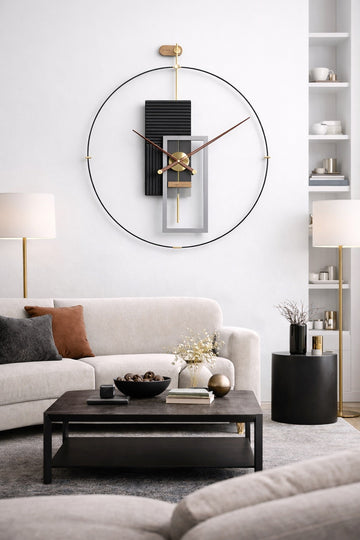 Ceas de perete cu pendul LOUISE Black+Gray