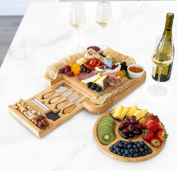 Platou aperitive & branzeturi 1 compartiment si platou rotund din lemn de bambus